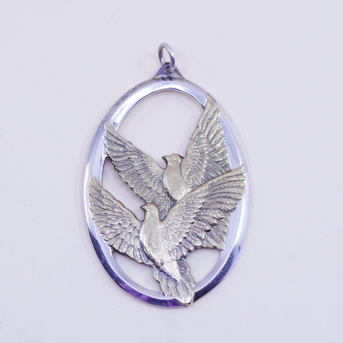 1976 Sterling 925 Silver Wallace Peace on Earth Dove pendant, Ornament Jewelry