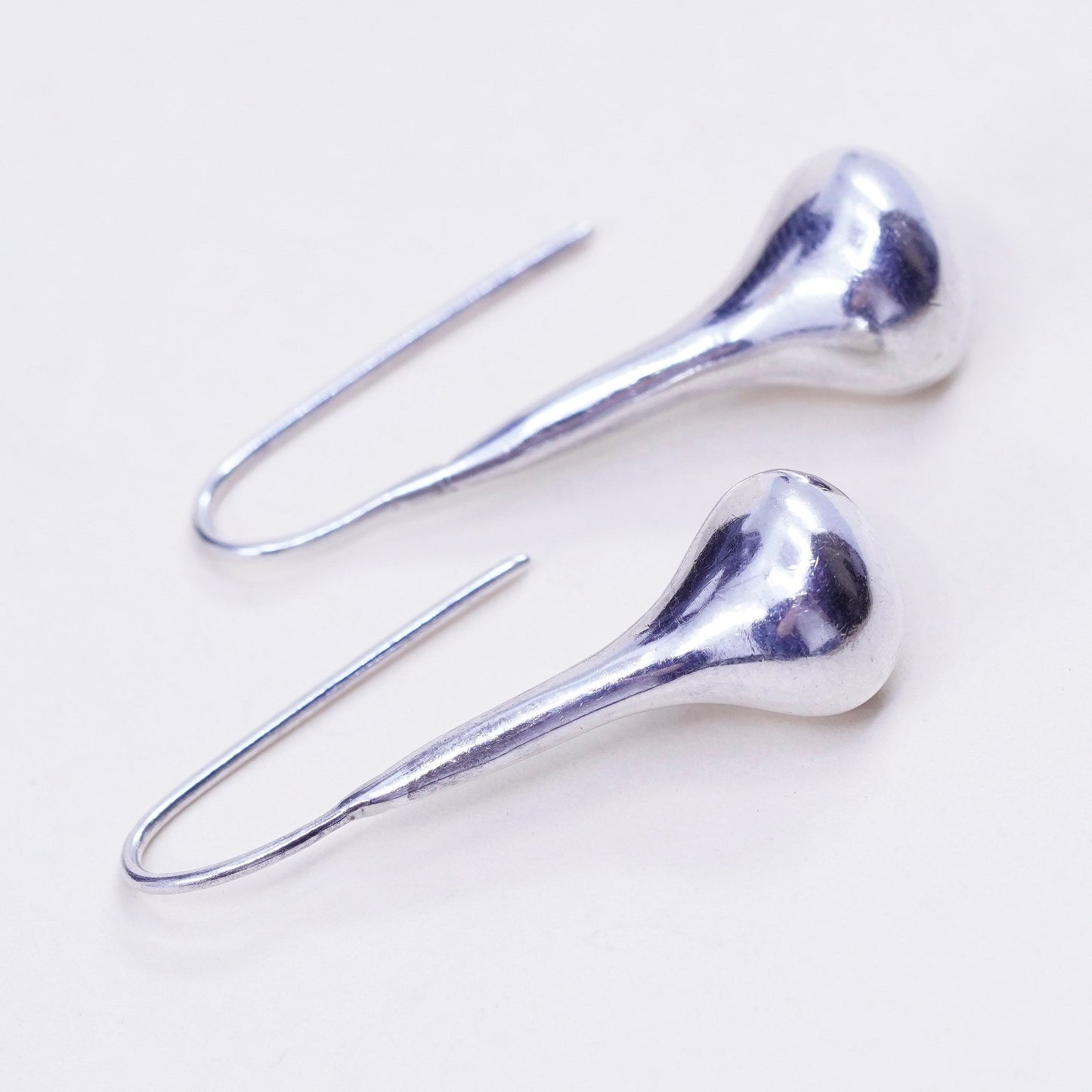Vintage Sterling silver handmade earrings, 925 teardrop dangles