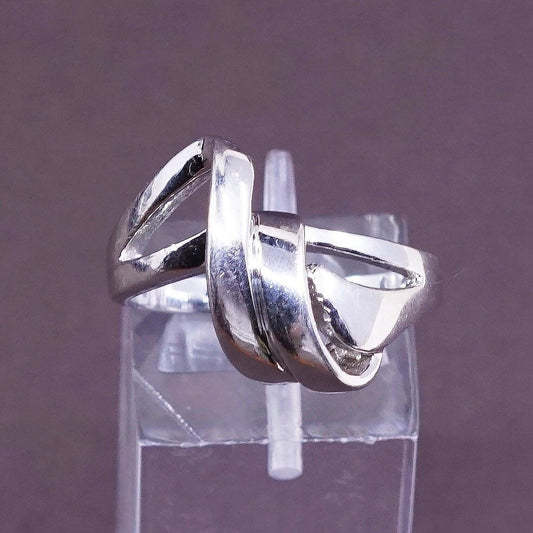 sz 7.75, vtg Sterling silver handmade ring, 925 twisted band