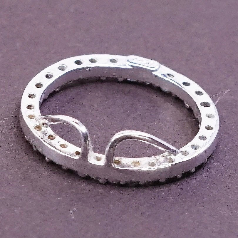 vtg modern Sterling silver handmade pendant, 925 Circle Pendant with CZ