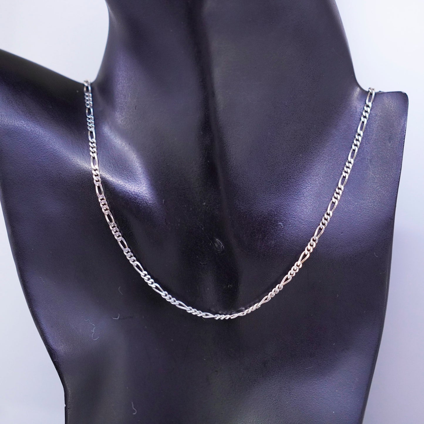 24” 3mm, vintage Italy Sterling 925 silver figaro chain necklace