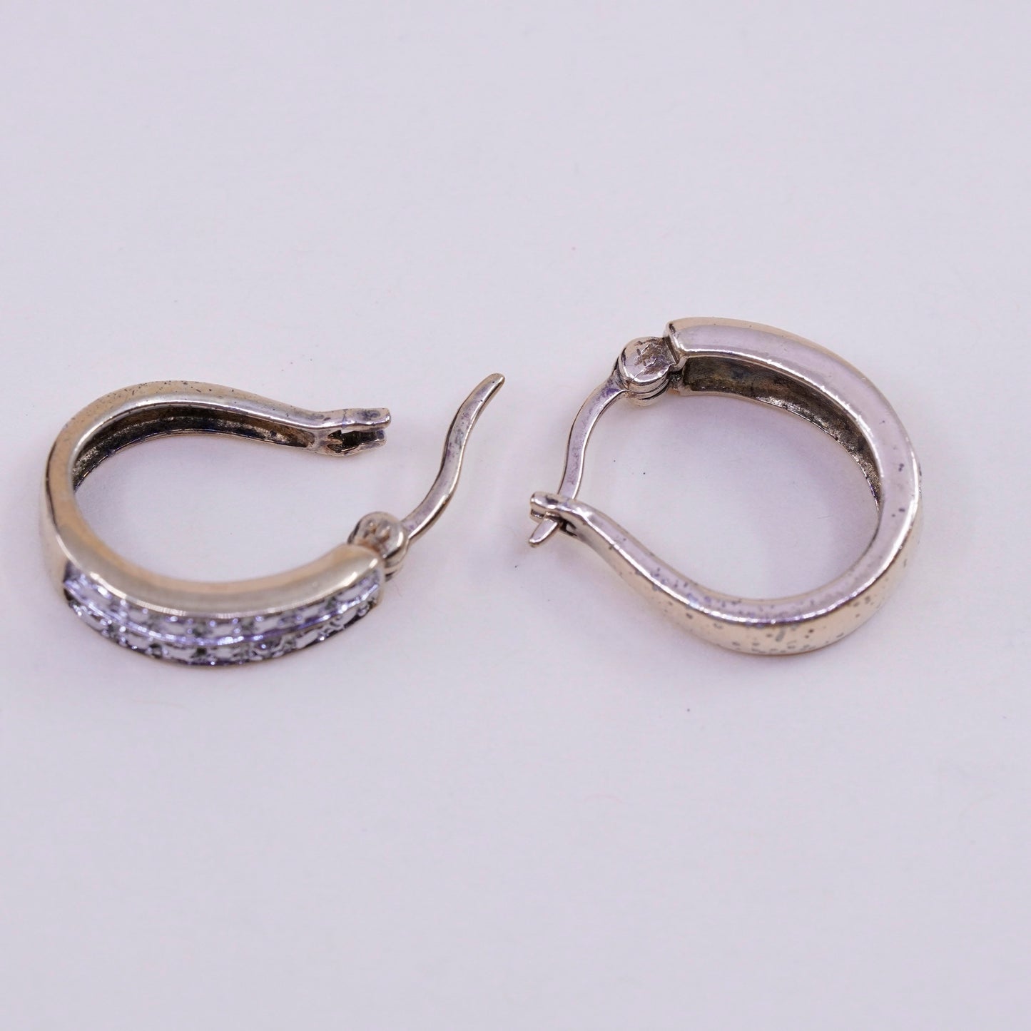 0.5”, vermeil gold over sterling silver earrings, 925 hoops, huggie diamond