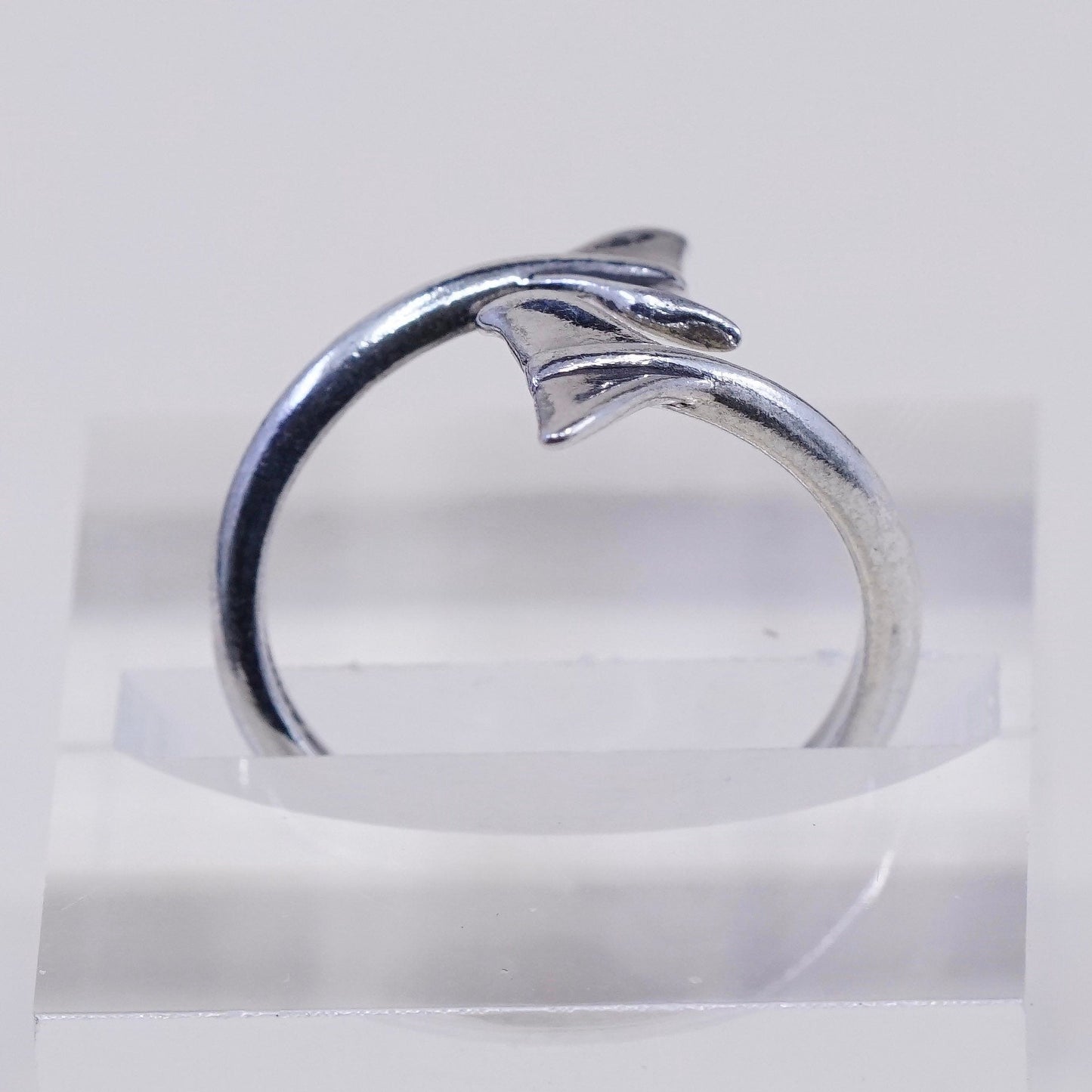 Size 7.5, WJ sterling silver handmade statement ring, 925 whale tail wrap band