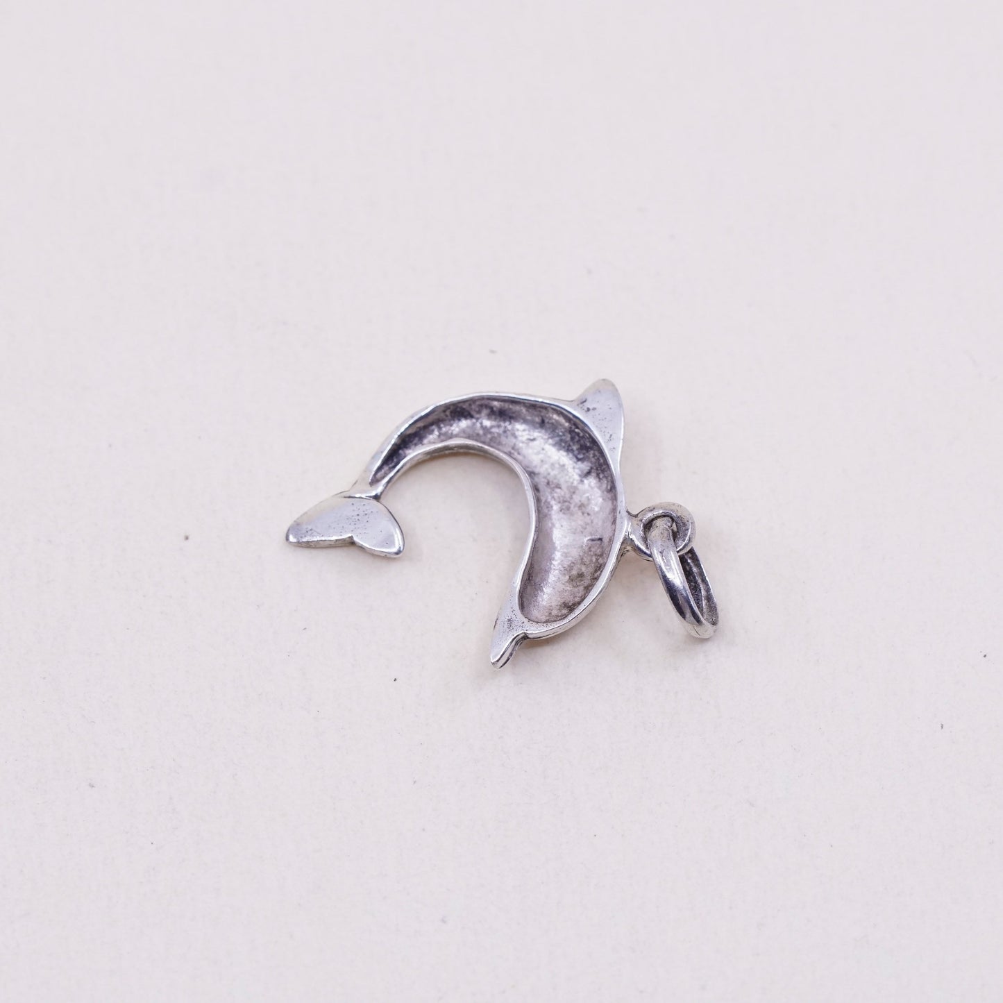 Vintage sterling silver dolphin pendant, 925 charm