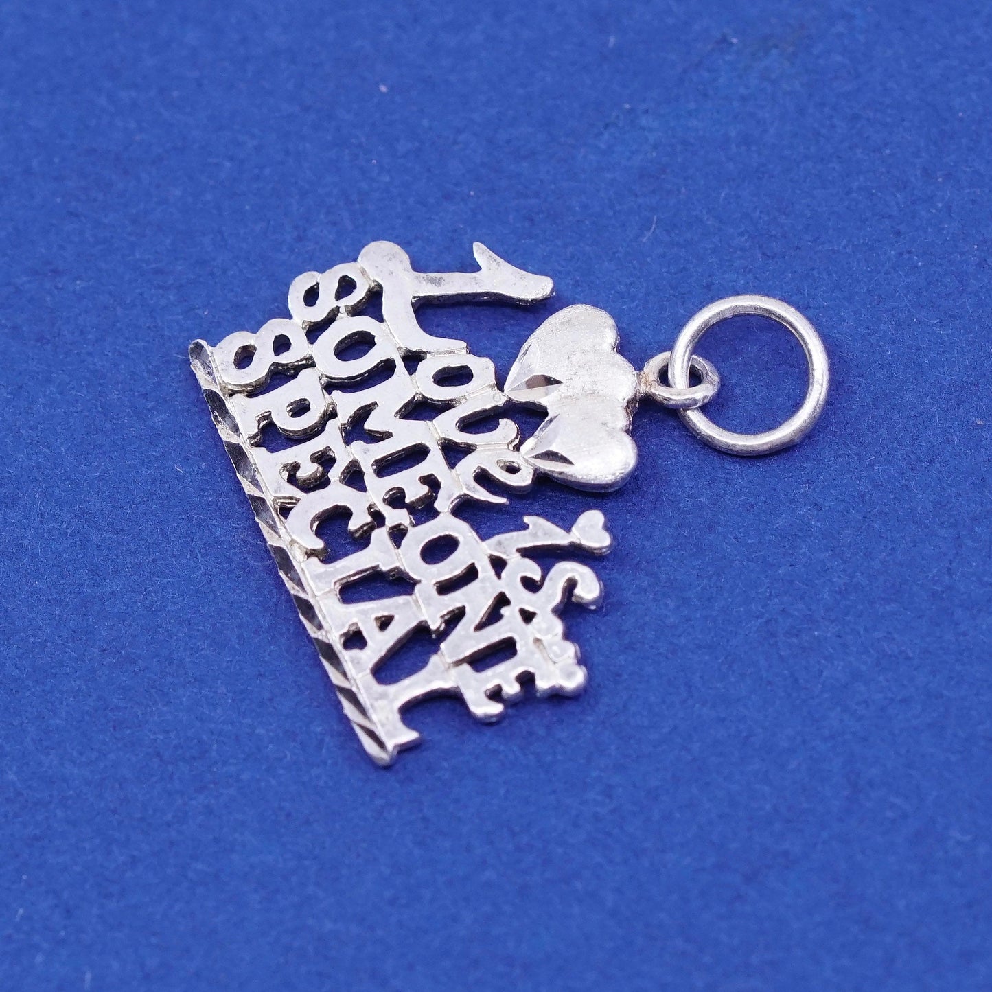 vtg sterling silver handmade pendant, 925 charm “love is someone special