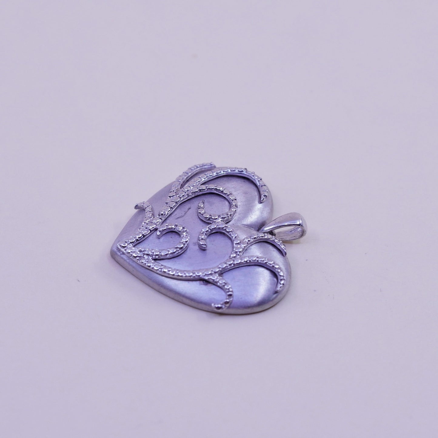 ralph lauren sterling silver handmade pendant, 925 heart with swirly