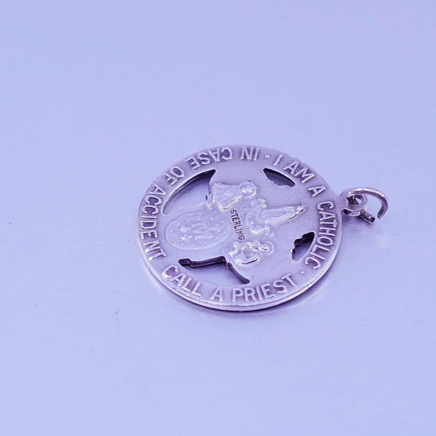 Vintage sterling 925 silver handmade catholic pendant