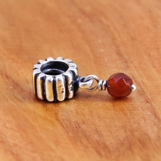 Vintage ALE Sterling 925 silver handmade charm with carnelian beads