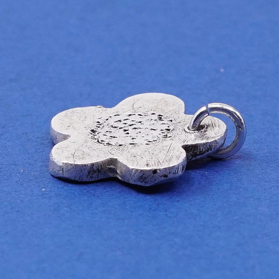 vtg Sterling silver handmade pendant, 925 flower charm