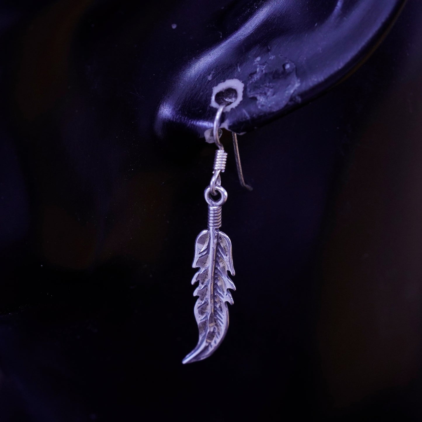 Navajo Native American Sheila Tso Masha Sterling 925 silver earrings feather