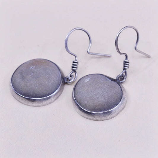 Vintage Haley sterling 925 silver handmade earrings with pebble stone Dangles