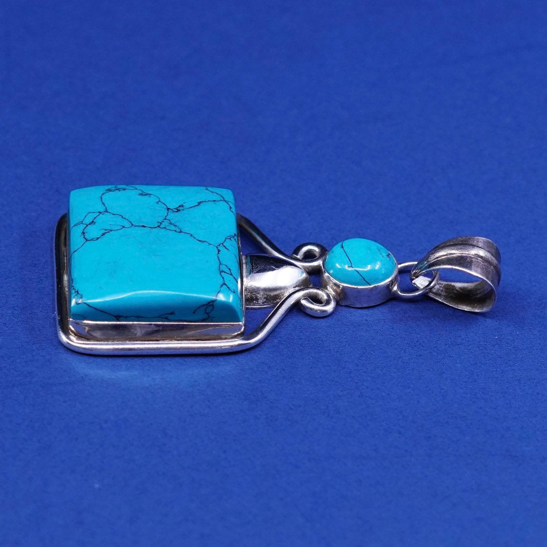 vtg Sterling silver handmade pendant, 925 with turquoise