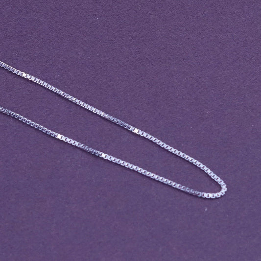 18+2”, 1mm, vintage Sterling silver box chain, Italy 925 necklace