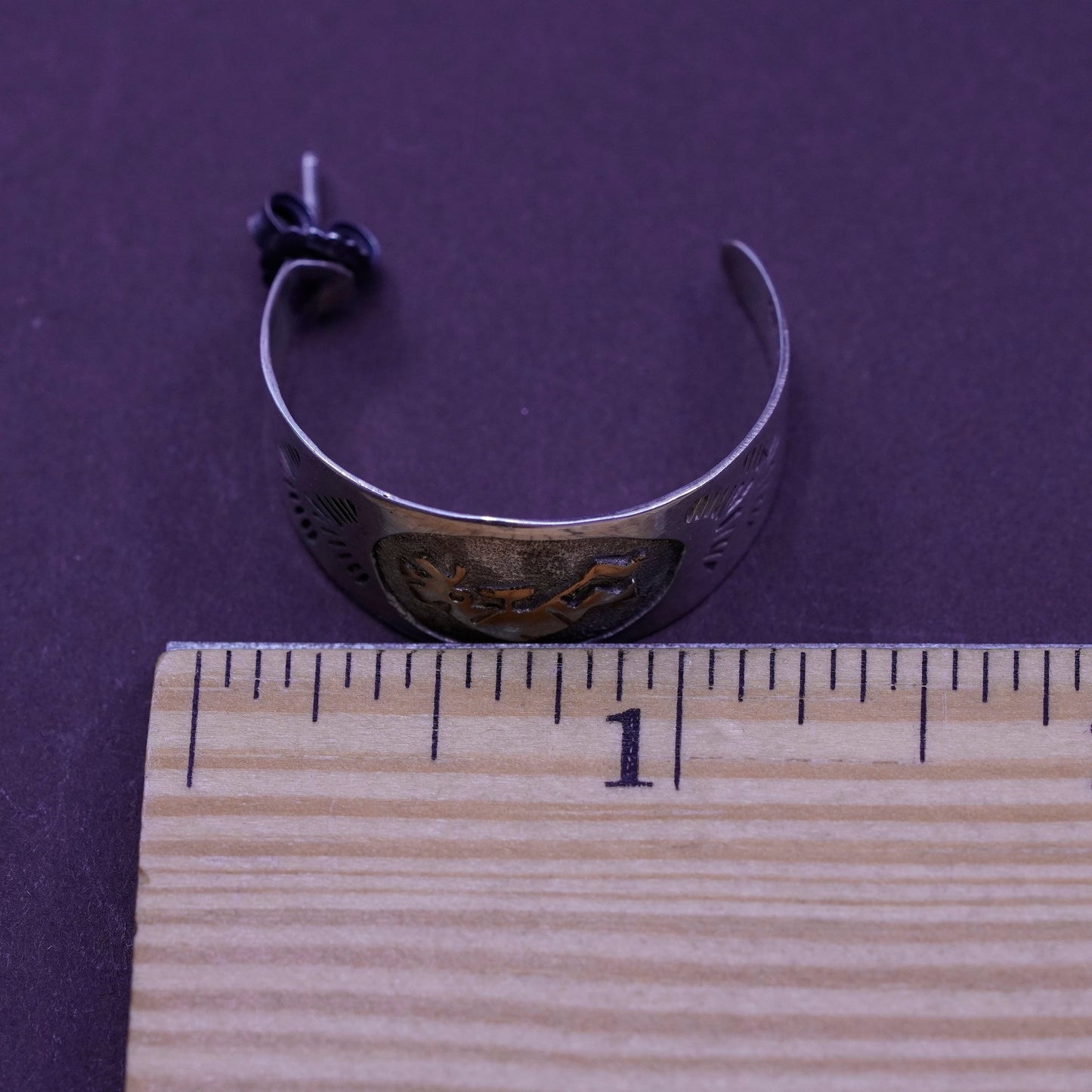 1.25”, Native American Sterling silver earrings, Navajo 925 studs Kokopelli