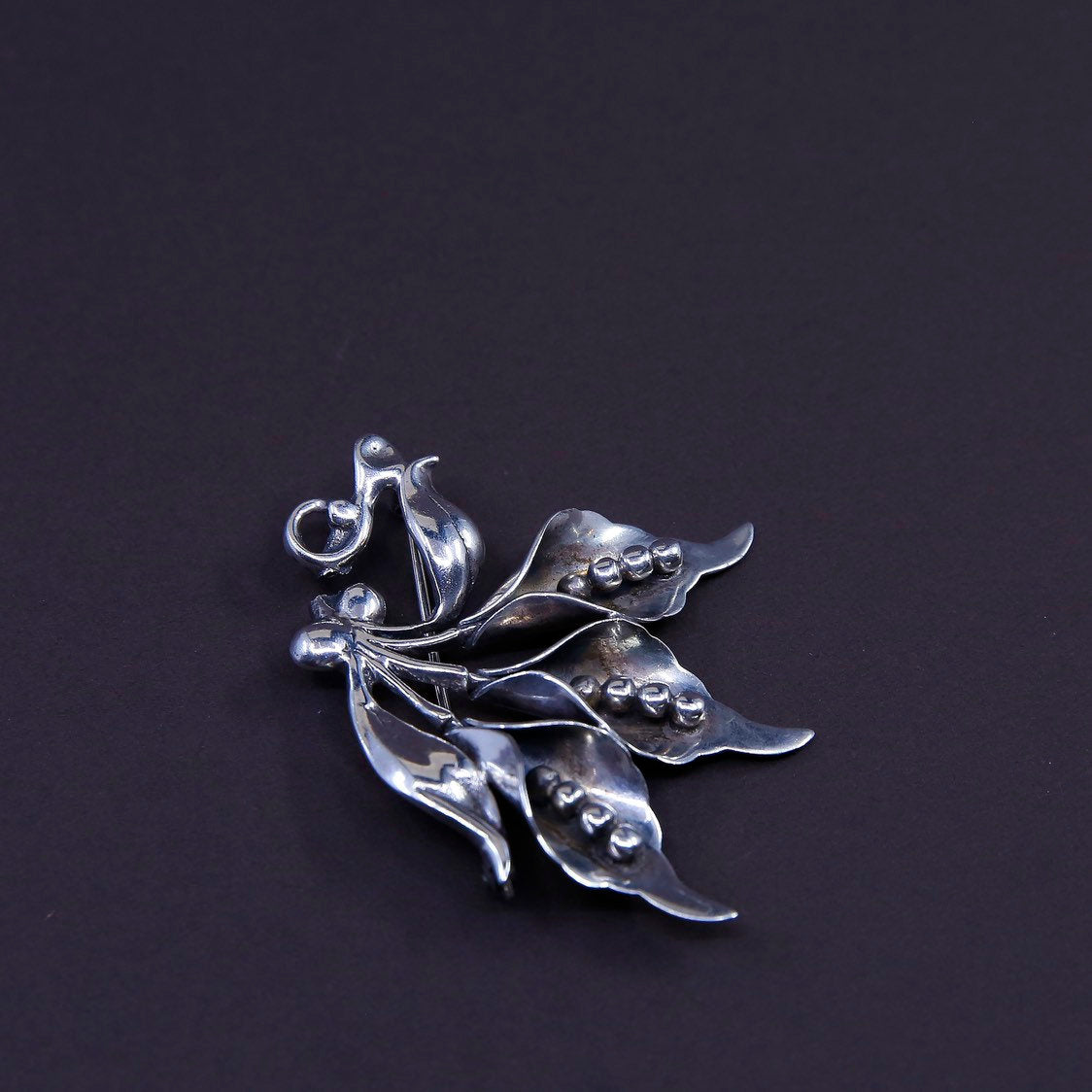 vtg meixco handmade sterling 925 silver lily flower shaped brooch