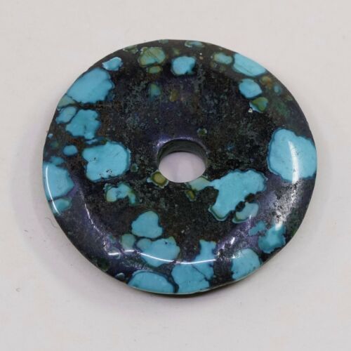 Vtg Circle Kingsman Spiderwebbed Turquoise Pendant