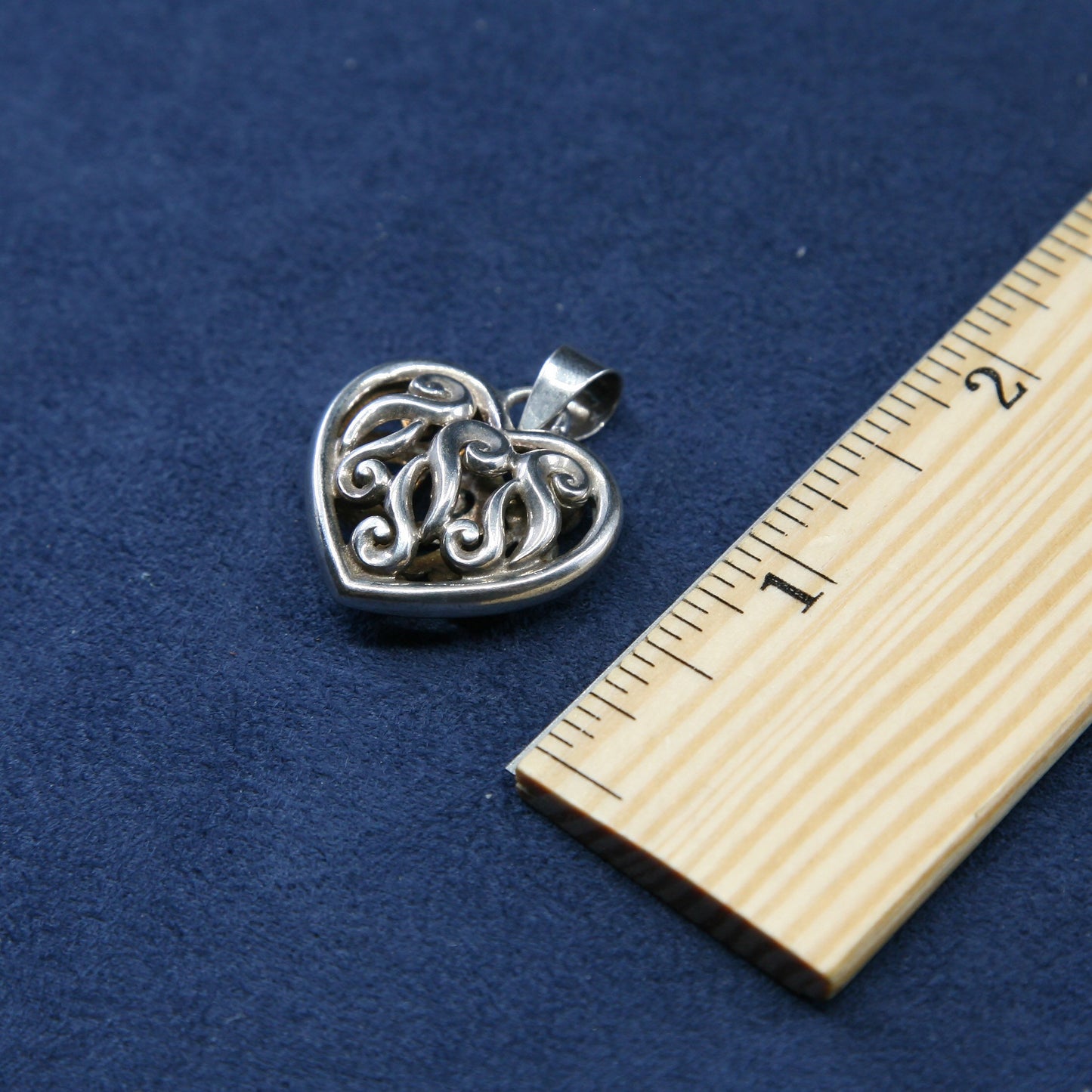 vtg Sterling silver handmade pendant, 925 filigree bali heart pendant