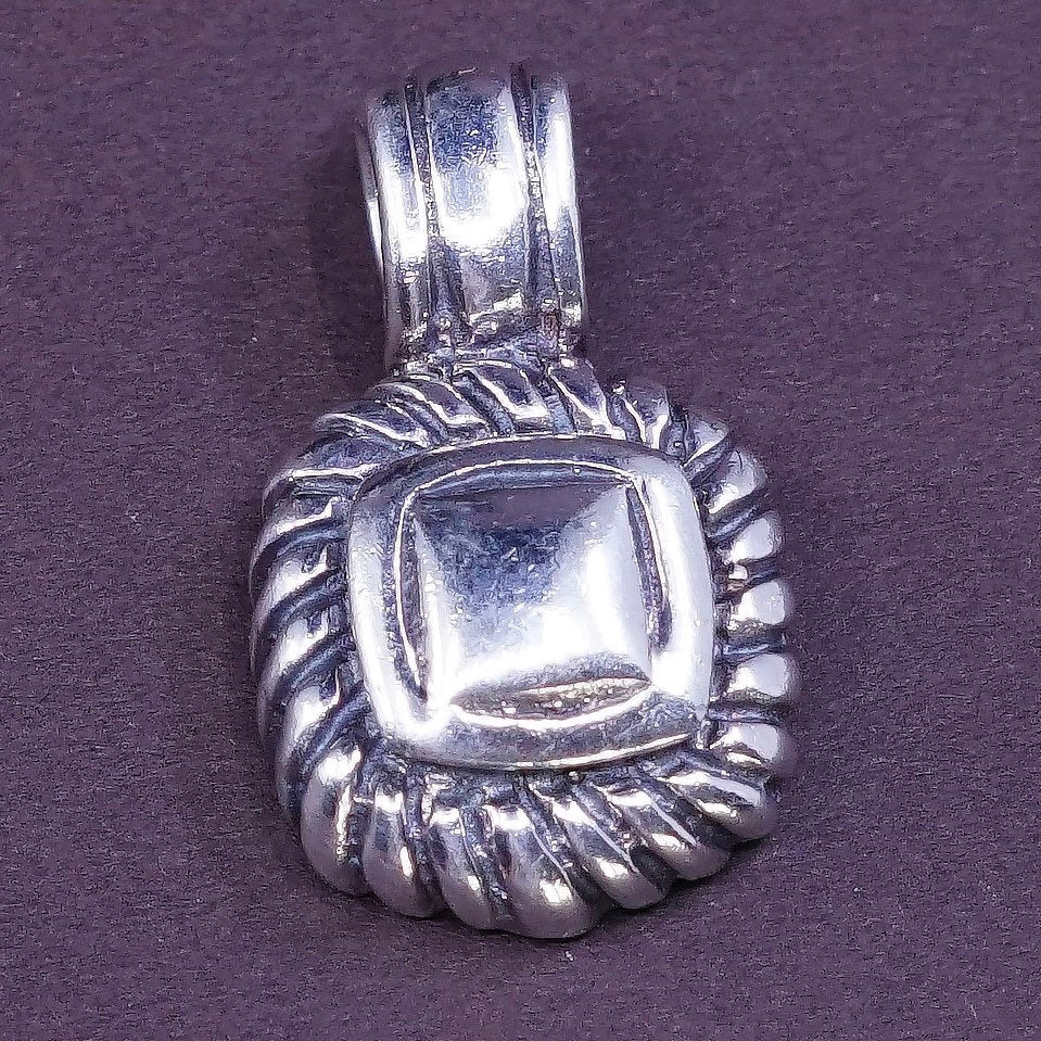 VTG Sterling silver handmade pendant, mexico 925 weave pendant w/ cable around