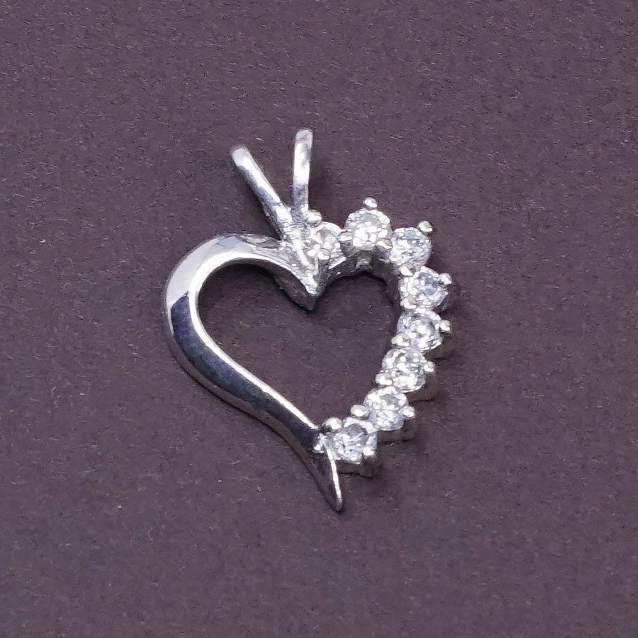 Sterling silver heart shaped pendant, 925 w/ clear Swarovski crystal