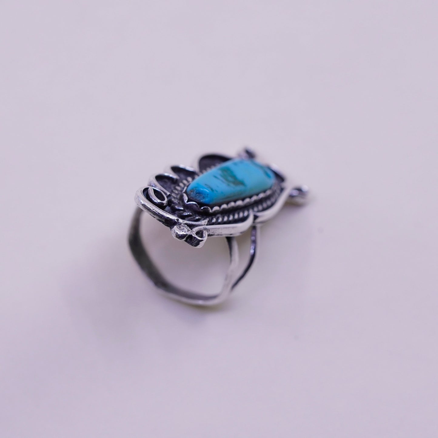 Size 7.75, Native American sterling 925 silver ring turquoise, southwestern