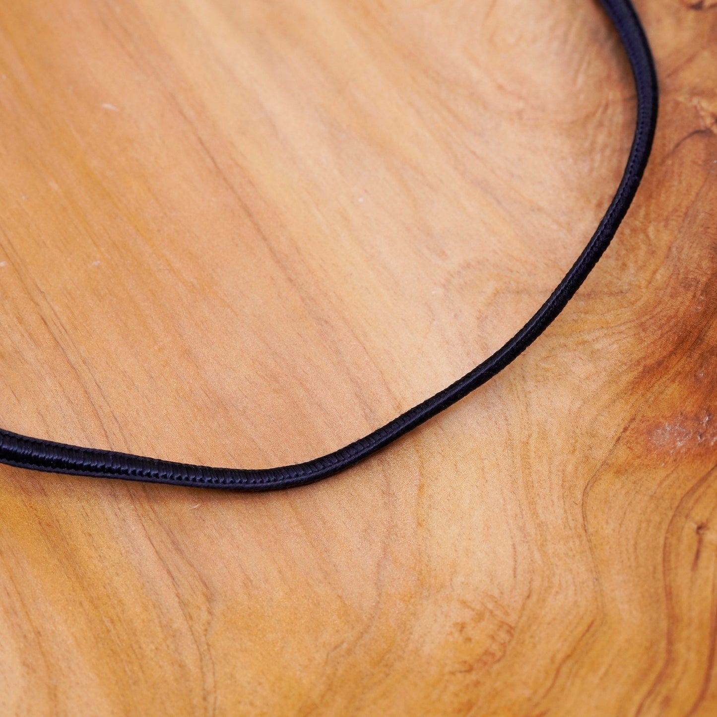 16”, handmade necklace, black fiber thread choker with sterling silver clasp