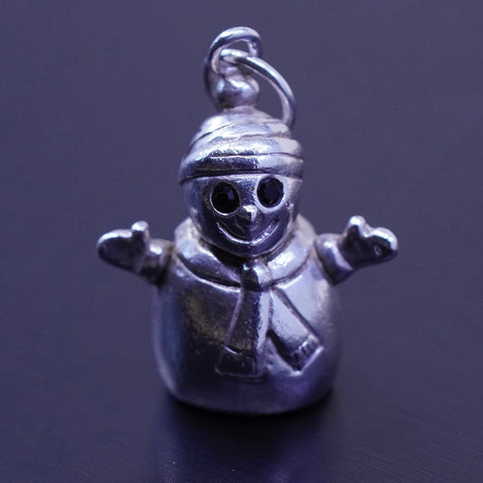 Antique Sterling silver handmade charm, 925 snowman pendant