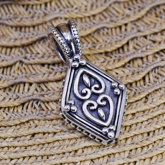Vintage designer sterling silver handmade pendant, 925 diamond pendant beads