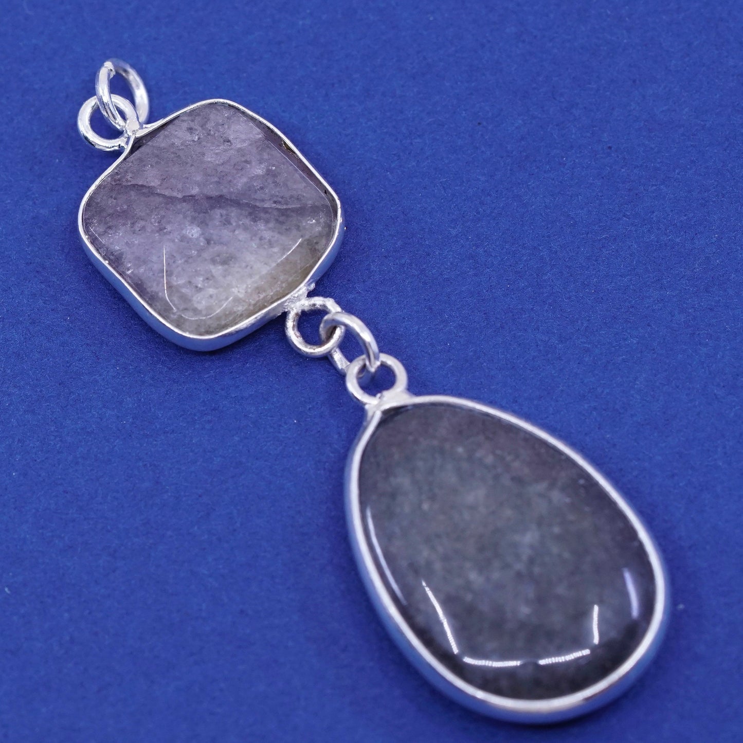 Vintage sterling silver handmade pendant, 925 with agate, silver tested