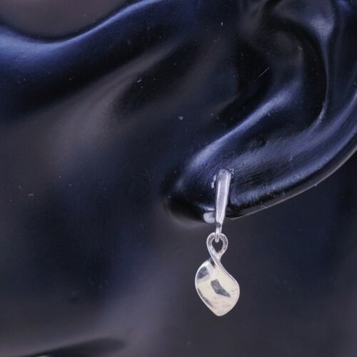 Vtg 925 Sterling Silver Handmade Twisted Dangle Earrings, Stamped 925