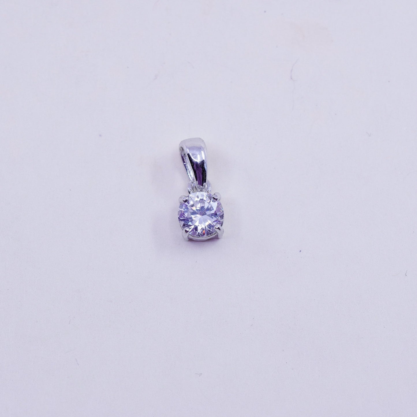 Vintage sterling silver cz crystal pendant, 925 silver pendant