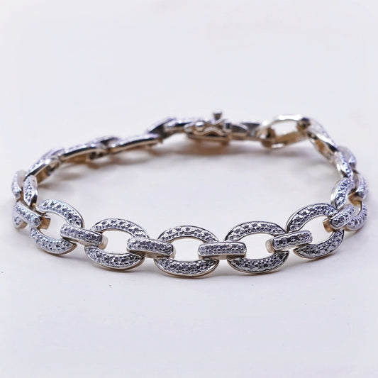 7.25”, vermeil gold over sterling silver tennis bracelet, 925 chain diamond