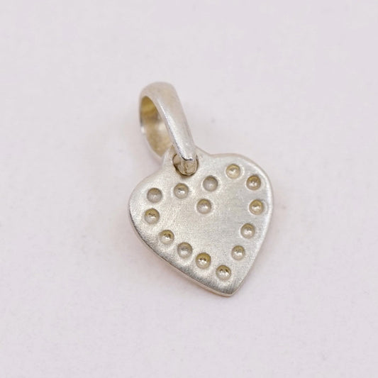 Vintage gold over sterling silver heart tag charm, 925 pendant