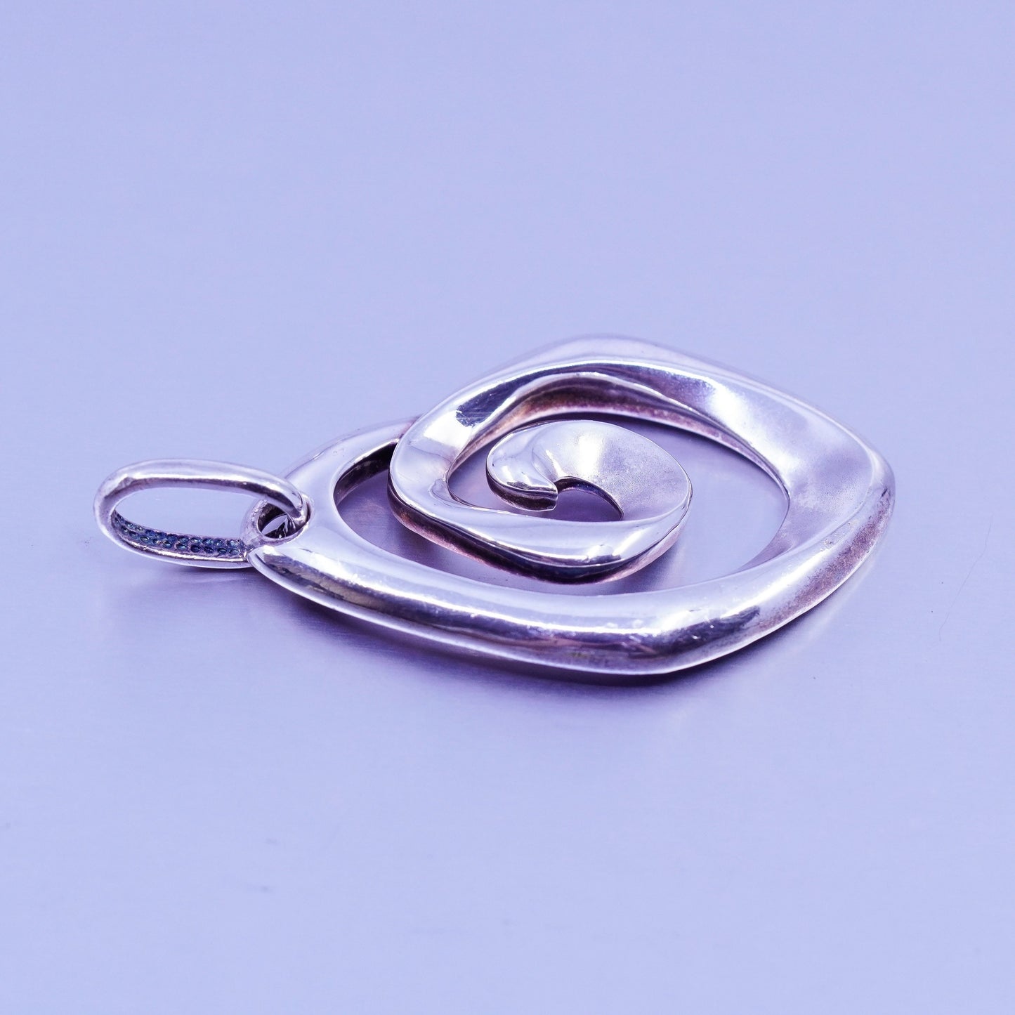 antique sterling 925 silver handmade modern swirl pendant