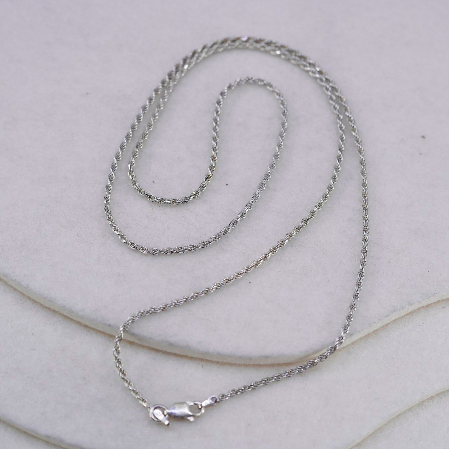24” 2mm, vintage Sterling 925 silver rope chain necklace