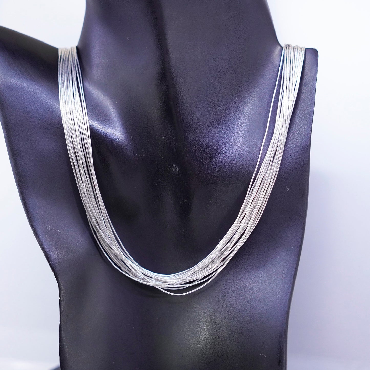 24”, liquid Sterling silver 20 strands necklace, Native American handmade chain