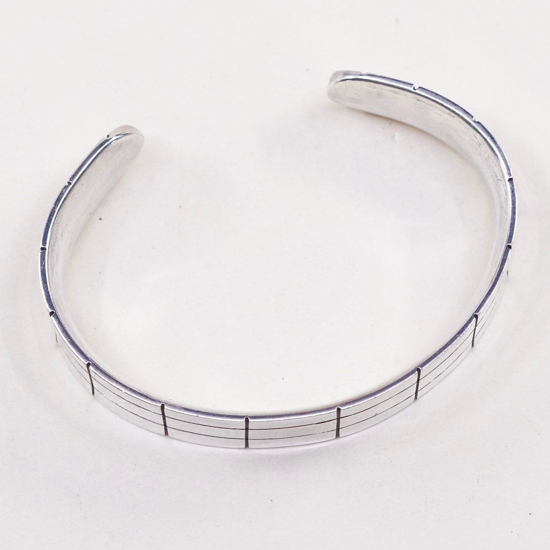 7”, VTG sterling silver cuff, handmade 925 bracelet, Modern polished cuff