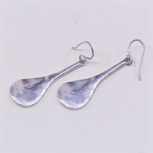 vtg sterling silver handmade earrings, 925 silver teardrop dangles,