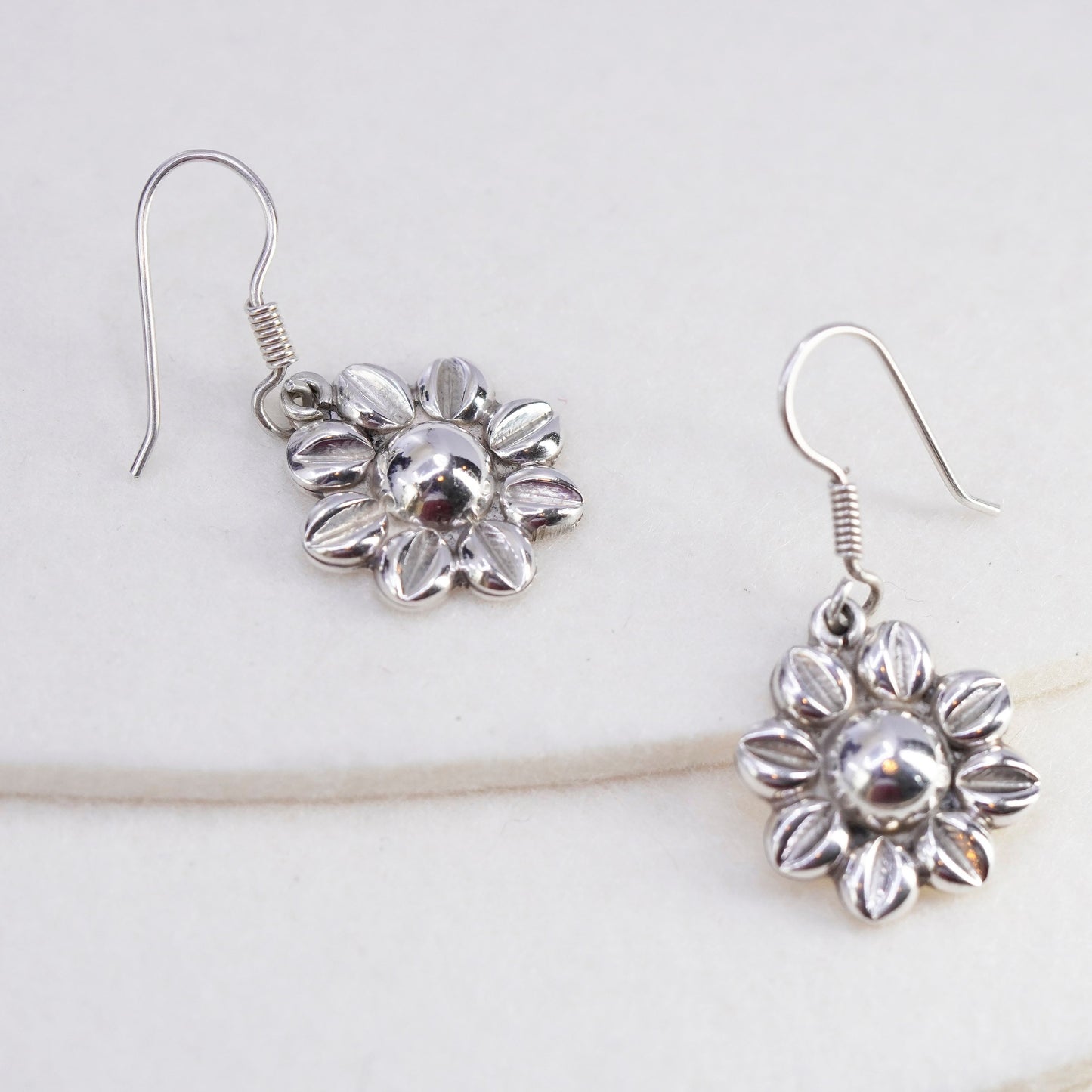 Vintage Mexico Sterling 925 silver handmade flower earrings