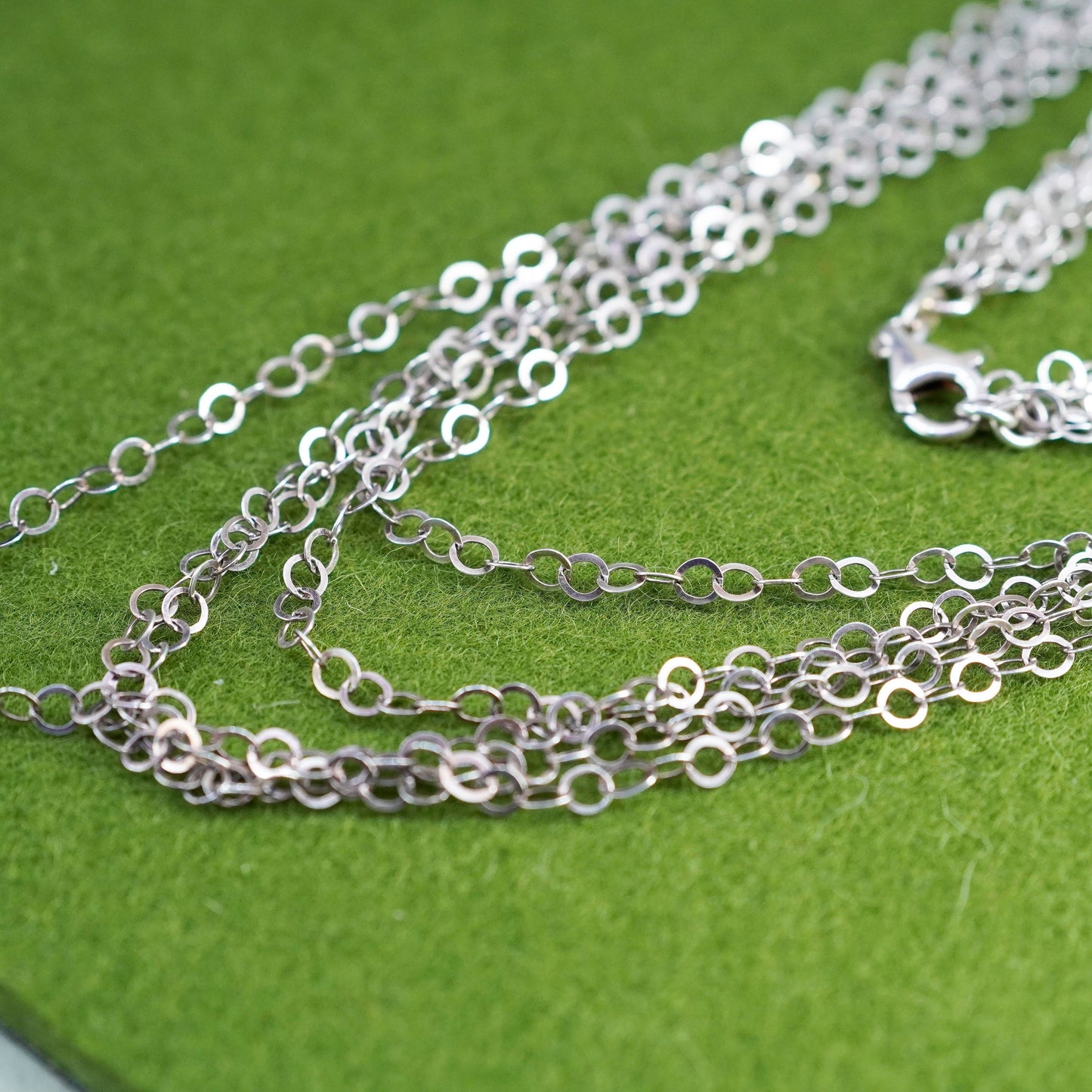 16”, Italy Sterling 925 Silver multi flatten circle Chain Necklace