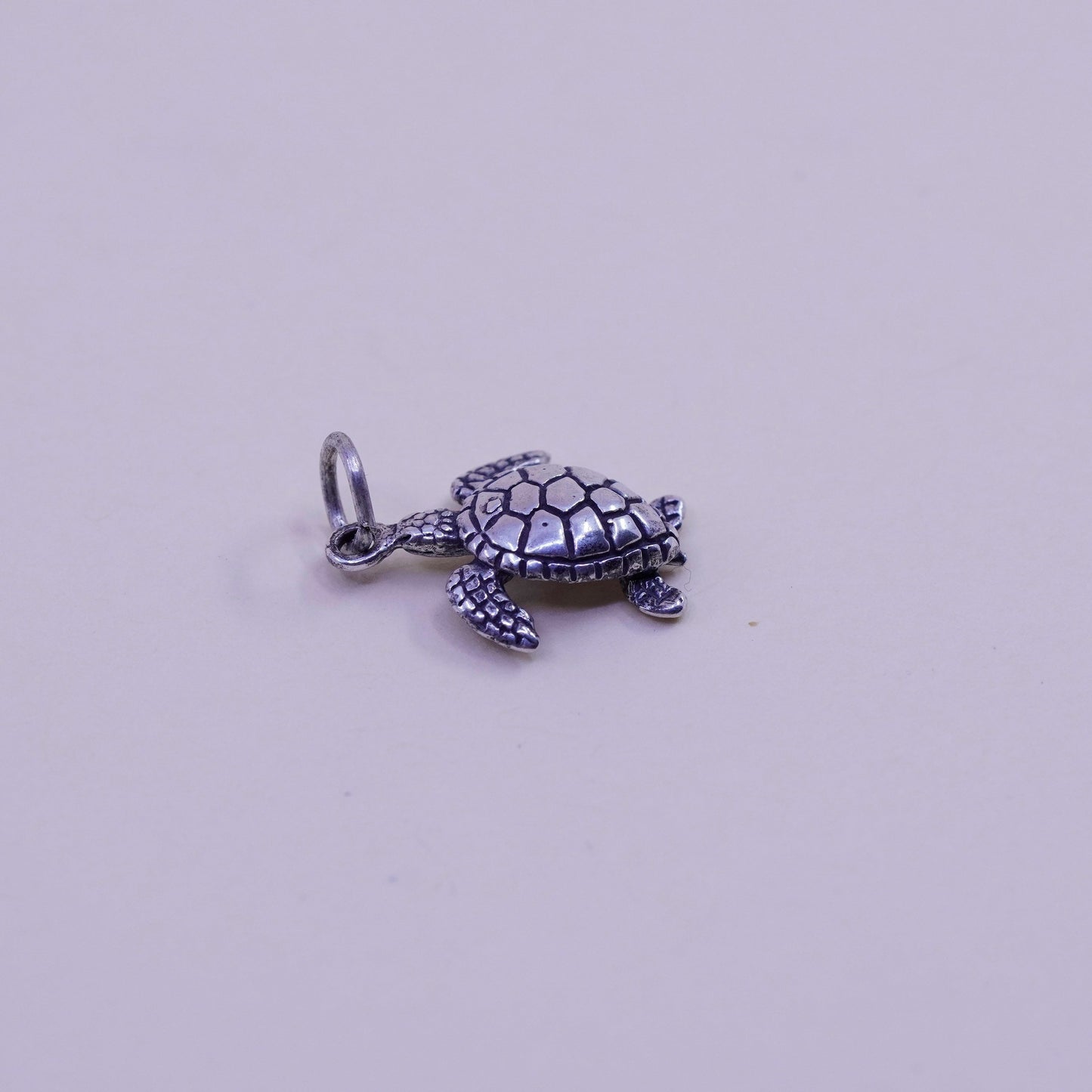 Vintage sterling silver handmade pendant, 925 turtle charm