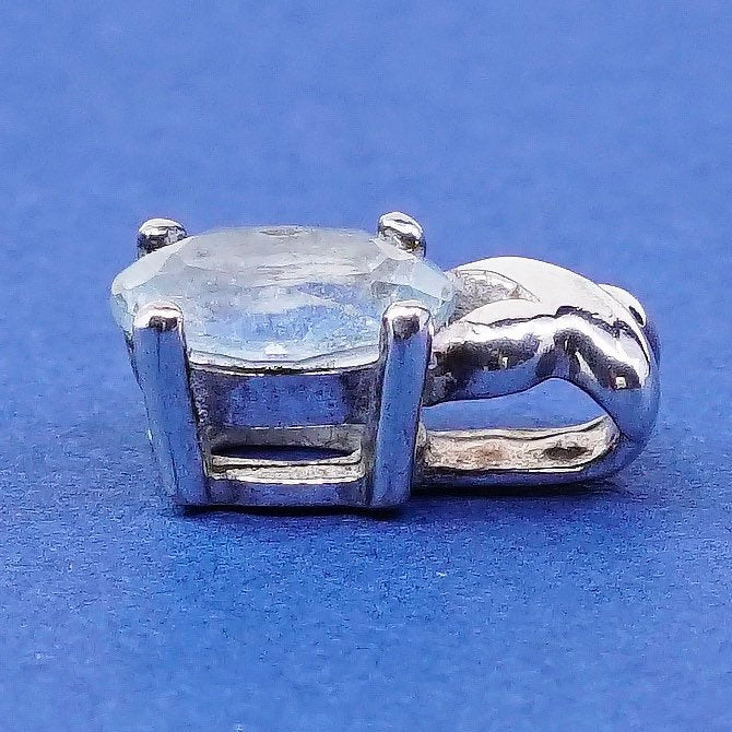 vtg Sterling silver handmade pendant, 925 w/ sapphire, stamped 925