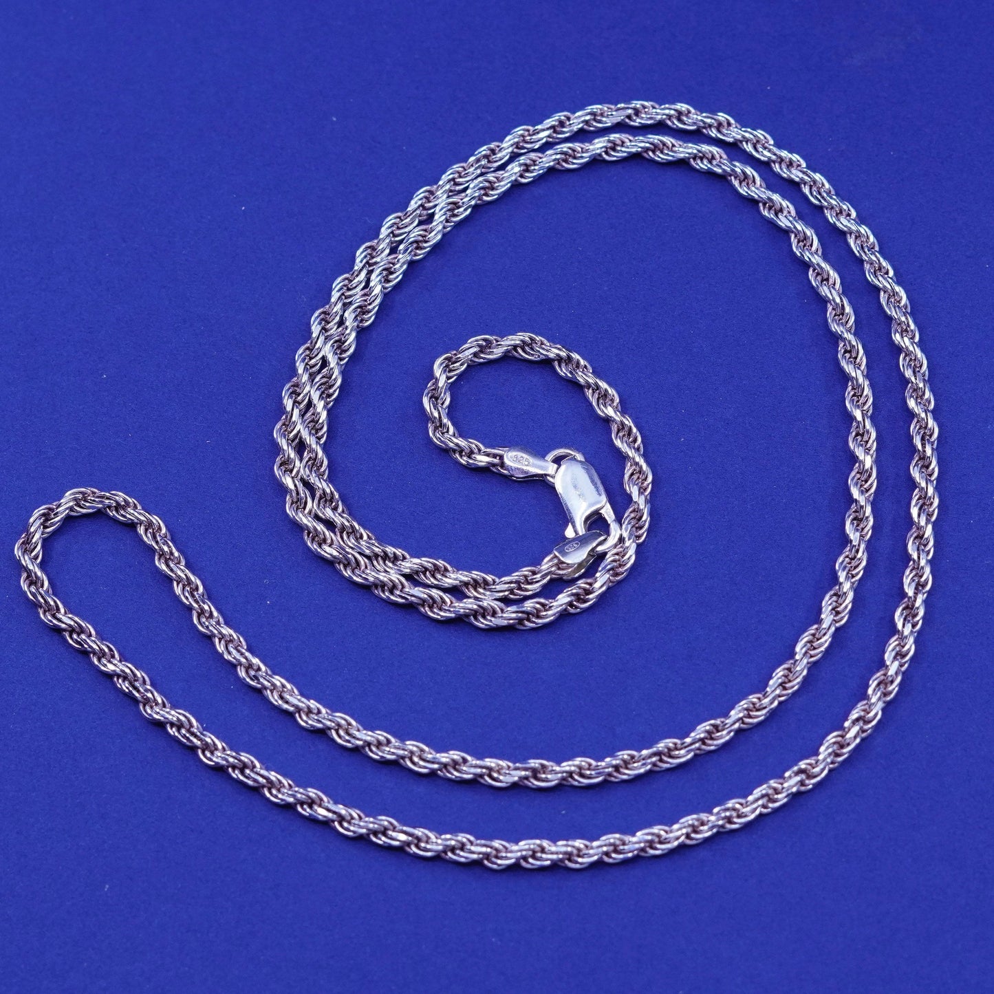 30”, 3mm, vintage Sterling silver handmade necklace, 925 French rope chain