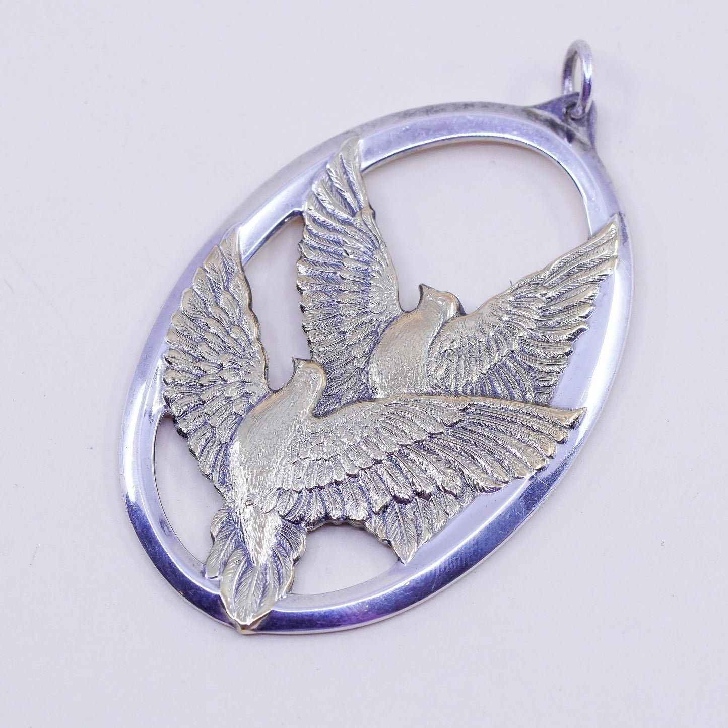 1976 Sterling 925 Silver Wallace Peace on Earth Dove pendant, Ornament Jewelry