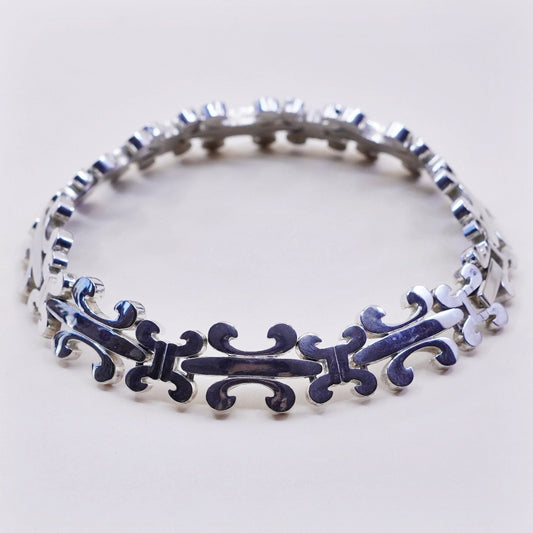 7.75”, French sterling silver tennis bracelet, 925 men’s the fleur-de-lis chain