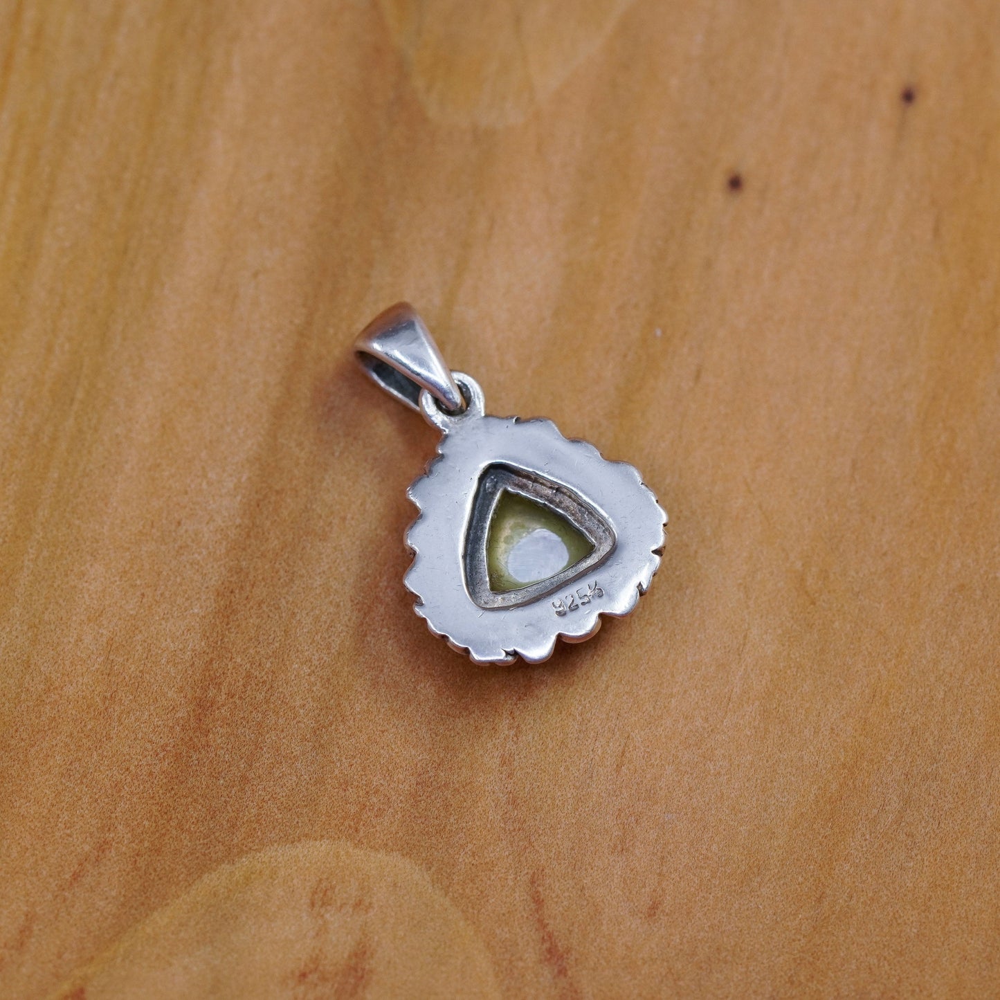 Vintage Sterling silver handmade pendant 925 triangular pendant mother of pearl