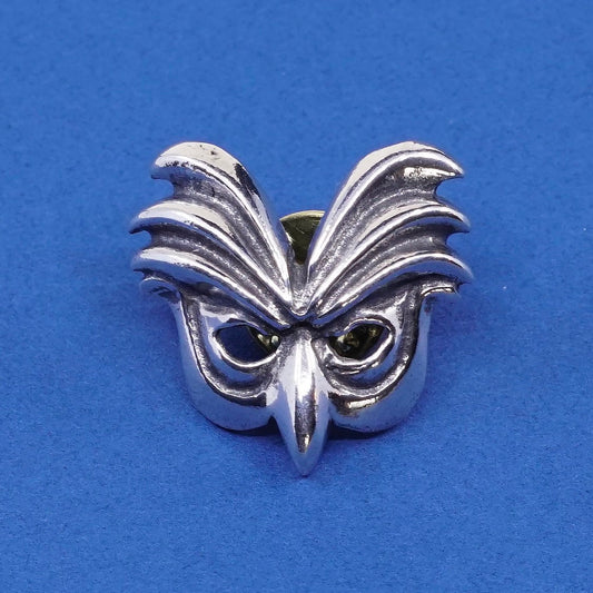 vtg Sterling silver handmade brooch, 925 masquerade mask