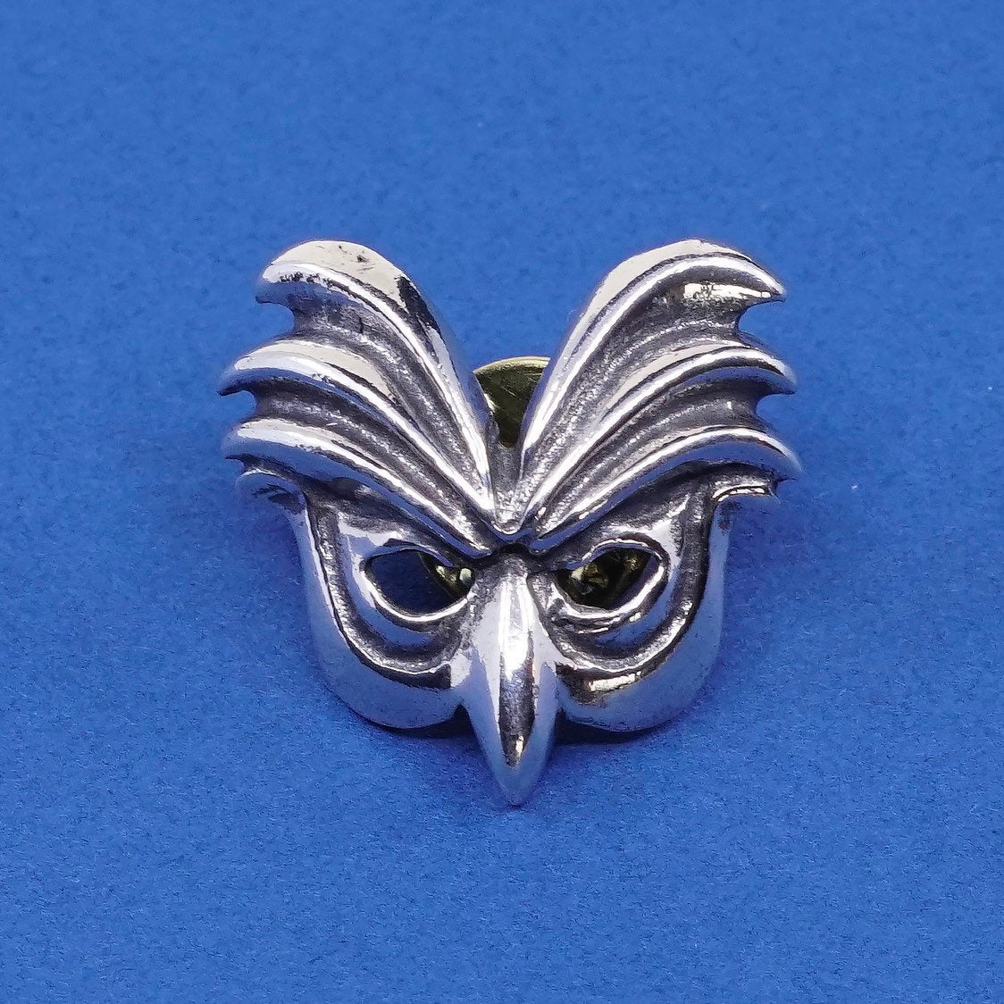 vtg Sterling silver handmade brooch, 925 masquerade mask