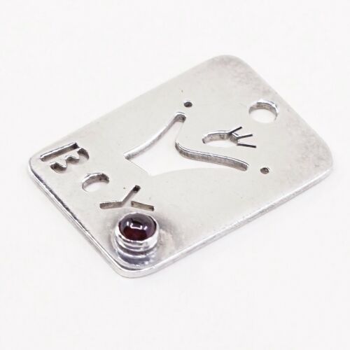 Veg Anni sterling silver handmade pendant, 925 charm W/ Boy Cut Out N Ruby