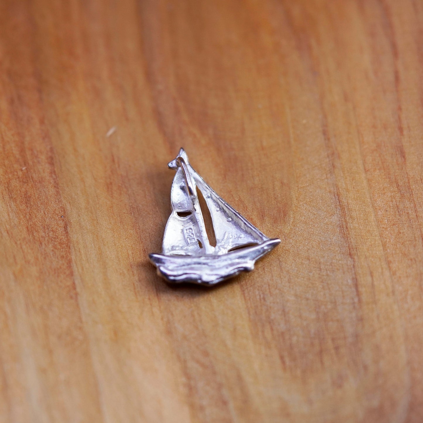 Vintage Sterling silver handmade charm, 925 sailing boat pendant