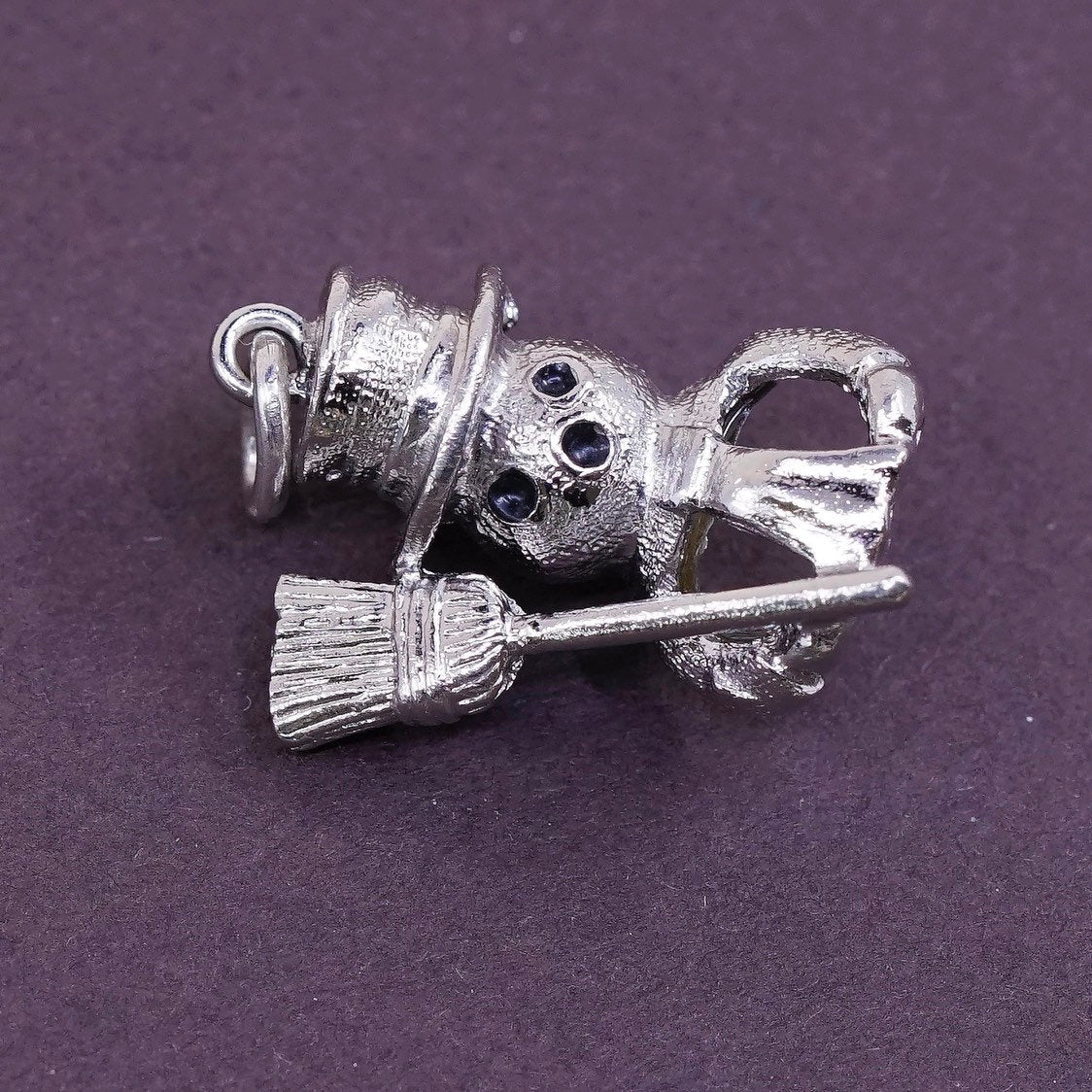 vtg Sterling silver handmade charm, 925 snowman pendant